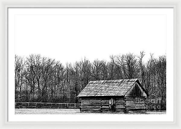 Cabin in Field - Farmhouse Framed Print