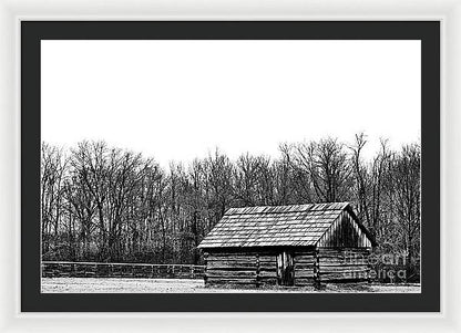 Cabin in Field | Farmhouse Framed Print