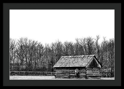 Cabin in Field - Farmhouse Framed Print