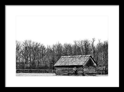 Cabin in Field | Farmhouse Framed Print