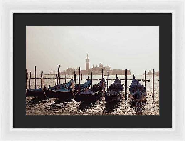Gondolas in Venice - Color - Framed Print