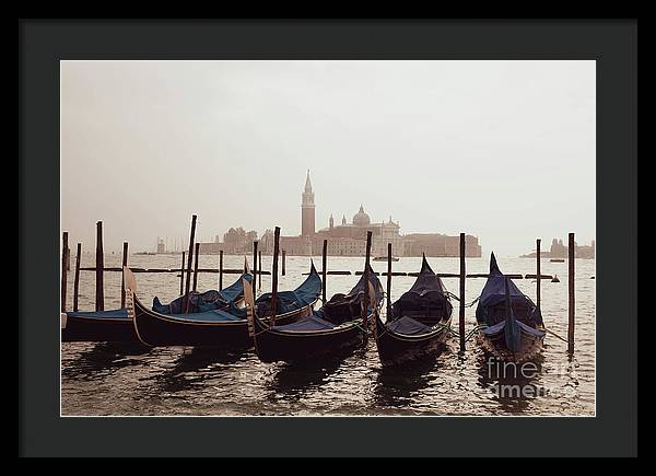 Gondolas in Venice - Color - Framed Print
