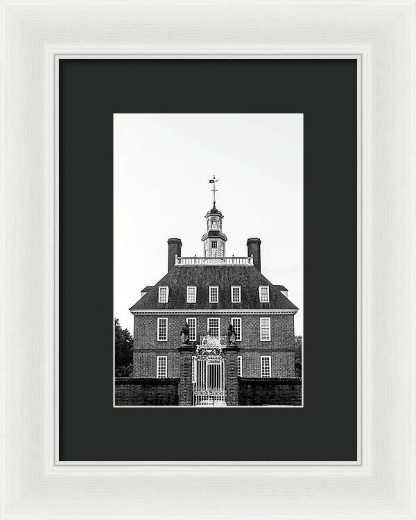 Governor's Palace Williamsburg - Black and White Framed Print