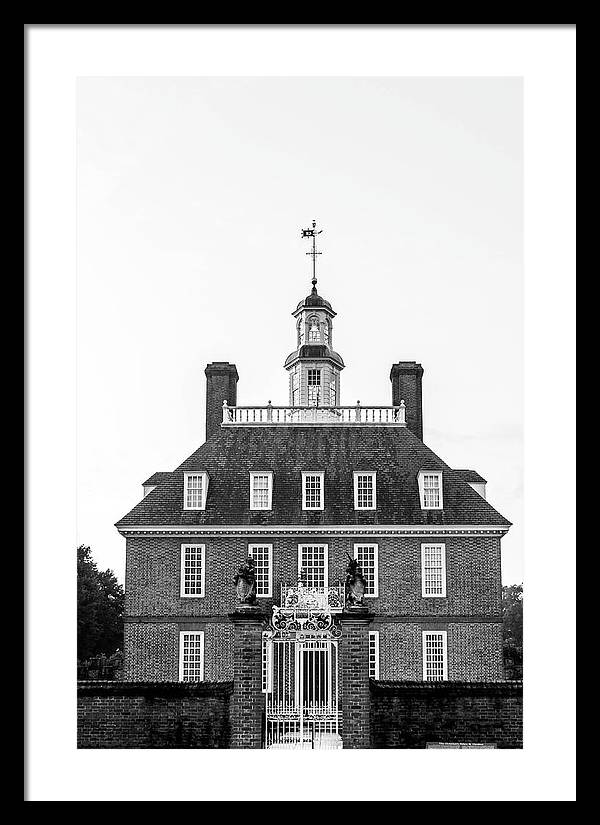 Governor's Palace Williamsburg - Black and White Framed Print