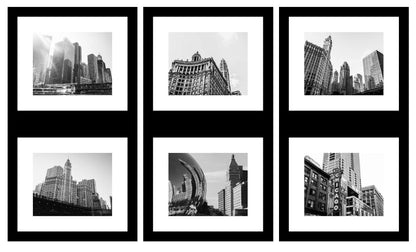 black and white photographs of skyscrapers in chicago