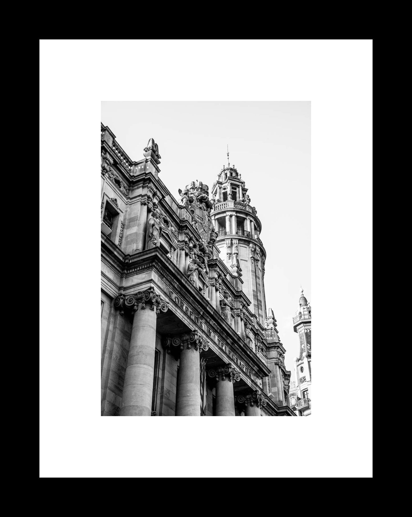 Black and White Barcelona Spain Photography, Architectural Post Office Print, Correos Y Telegrafos, Travel Wall Art - eireanneilis