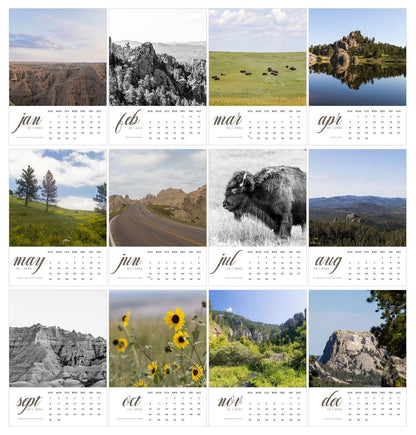 2024 South Dakota 5x7 Desk Looseleaf Photography Calendar