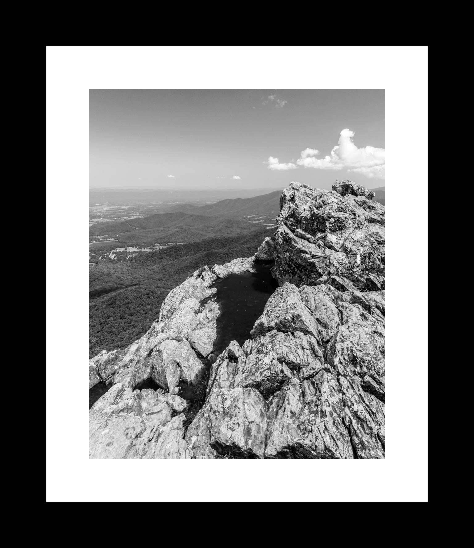 Black and White Shenandoah National Park Photography Art Print, Little Stony Man Summit, Unframed Landscape Wall Art, Virginia Travel Art