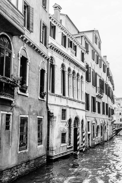Black and White Venice Canal Art, Italy Photography Print on Canvas or Photo, Travel Prints, Living Room Bedroom Decor - eireanneilis