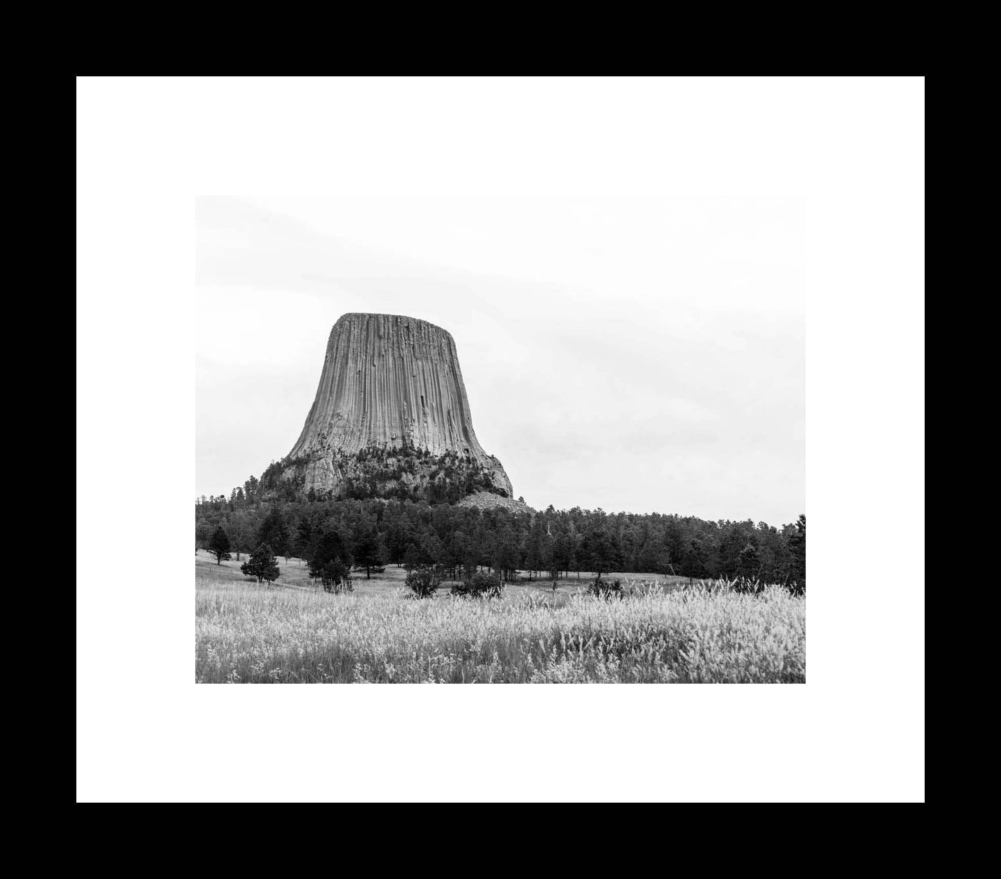 Black and White Devils Tower Landscape Photography, Wyoming National Monument, Midwestern Travel Art Print - eireanneilis