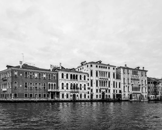 Black and White Venice Italy Photography Art Print, Unframed Wall Art, Travel Photography, Grand Canal Landscape Architecture, Marcello - eireanneilis