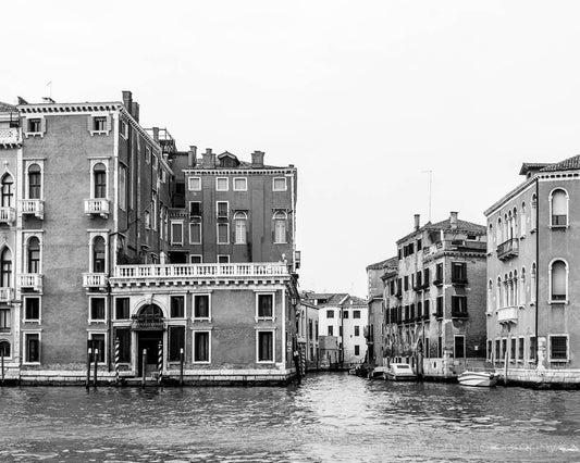Black and White Venice Italy Landscape Architecture Photography Art Print, Italian Travel Print, Grand Canal Art, Unframed - eireanneilis
