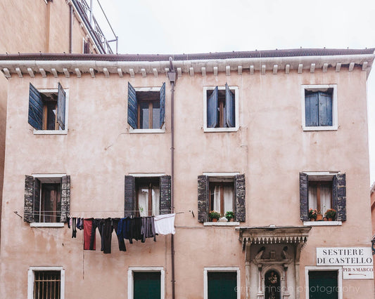 Venice Italy Photography Print, Travel Photography, Laundry Art, Unframed Photo or Canvas Wrap, Sestiere di Castello - eireanneilis