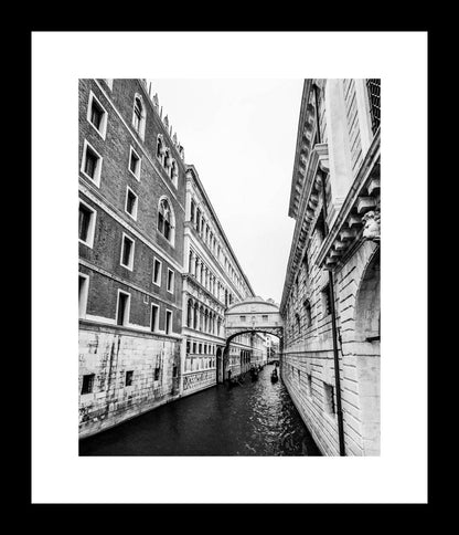 Black and White Vertical Venice Bridge of Sighs Print, Italian Landmark Photography, Unframed Wall Art Canvas or Photo, Canal Architecture - eireanneilis
