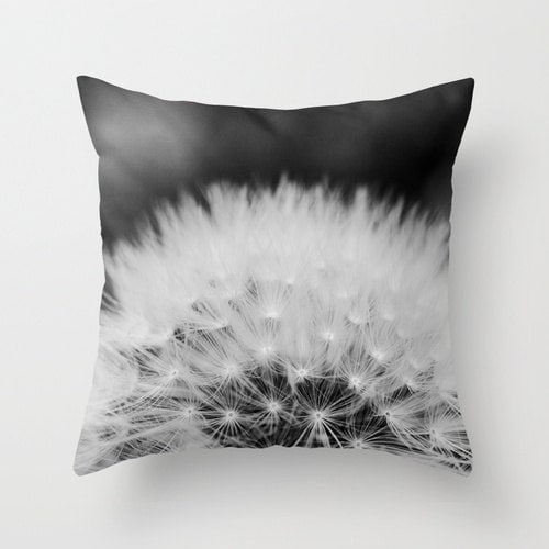 Black and White Dandelion | Throw Pillow Cover