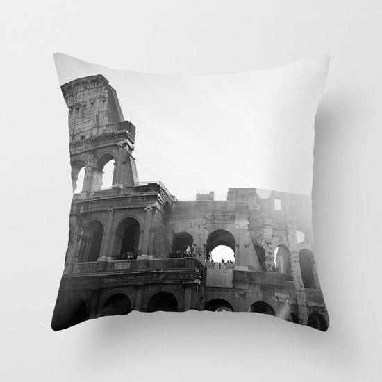 Black and White Colosseum Throw Pillow Cover | Rome, Italy