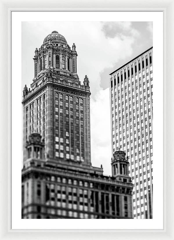 Jewelers' Building in Black and White - Chicago, Illinois - Framed Print