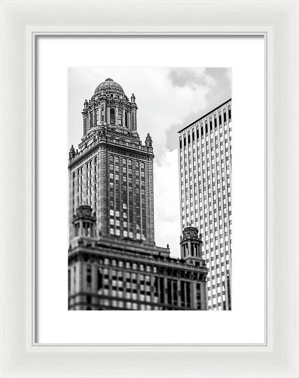 Jewelers' Building in Black and White - Chicago, Illinois - Framed Print