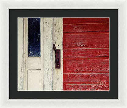 Red Door - Rustic Framed Print